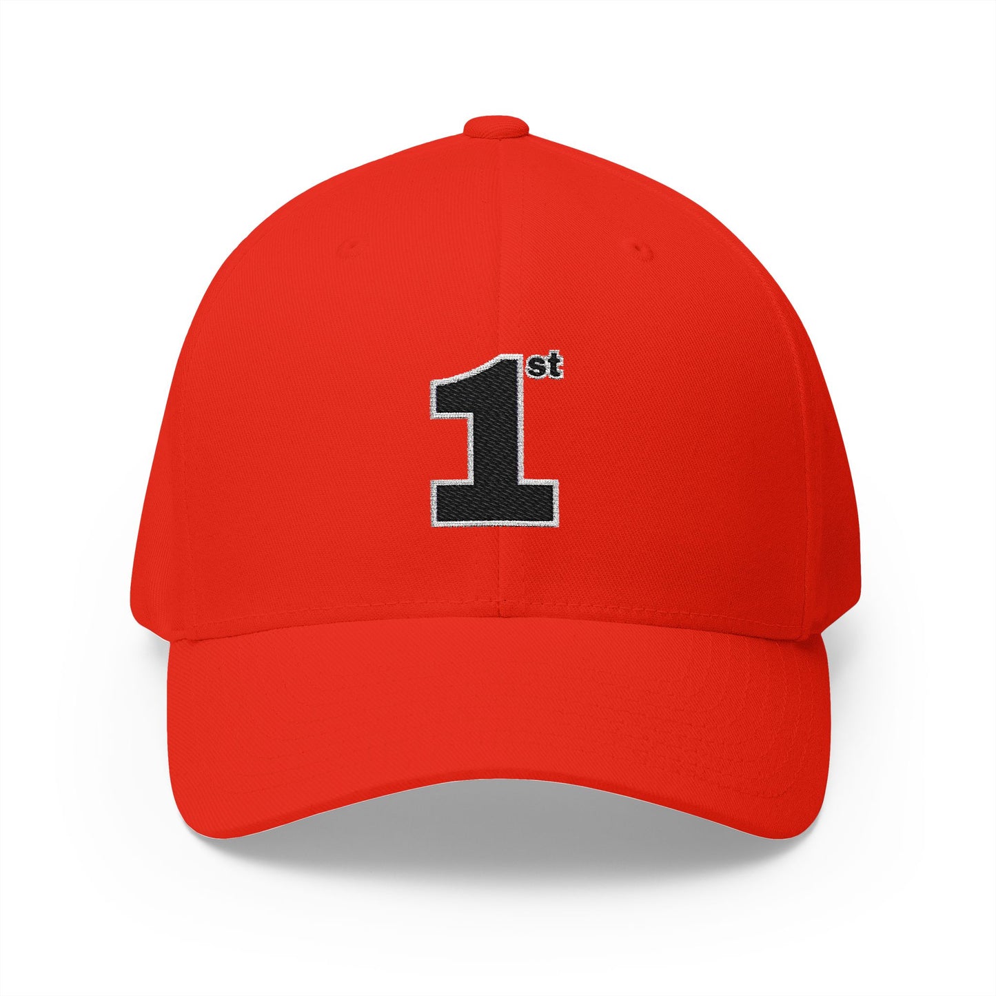 1st Embroidery Closed-Back Cap (black on ASSORTED COLORS)