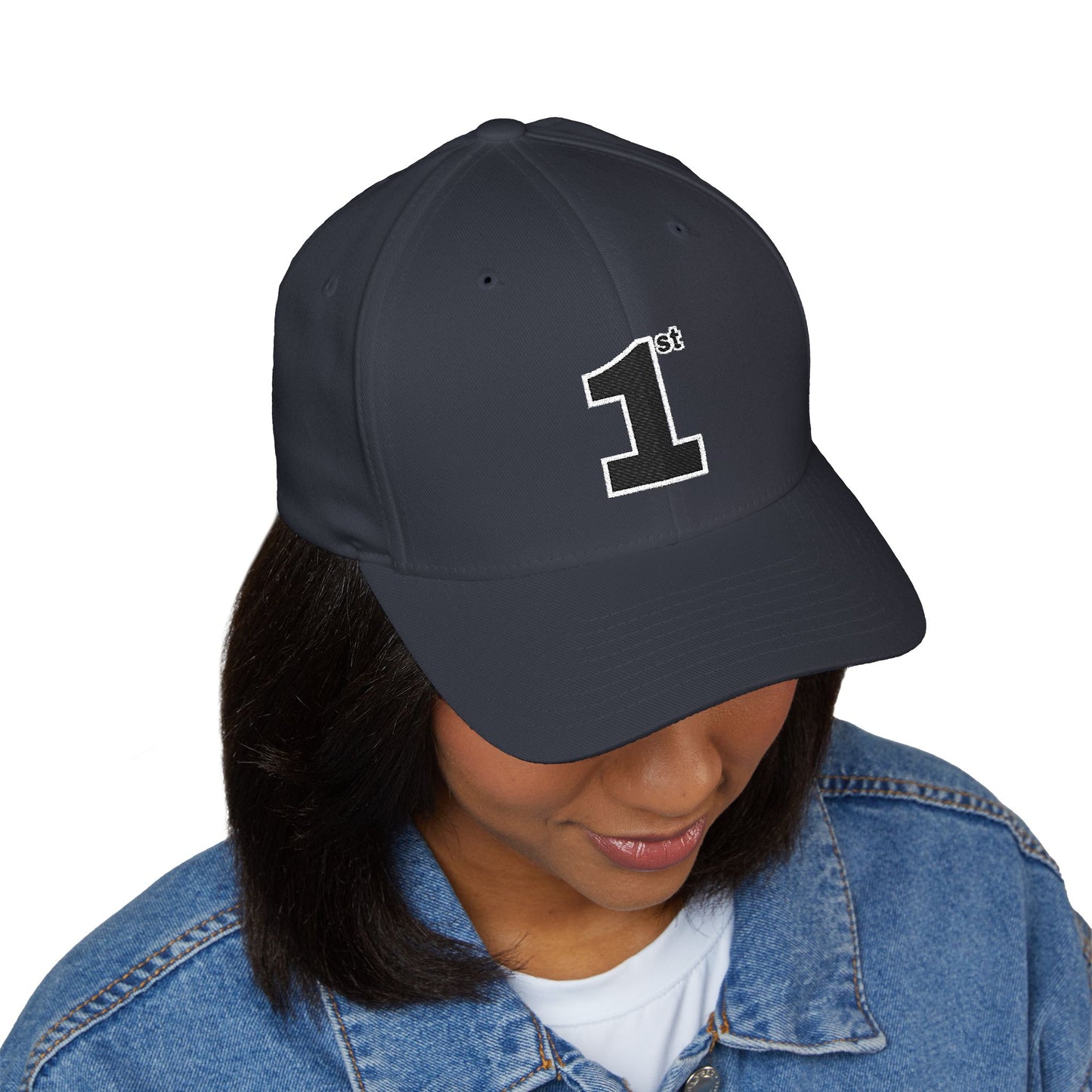 1st Embroidery Closed-Back Cap (black on ASSORTED COLORS)