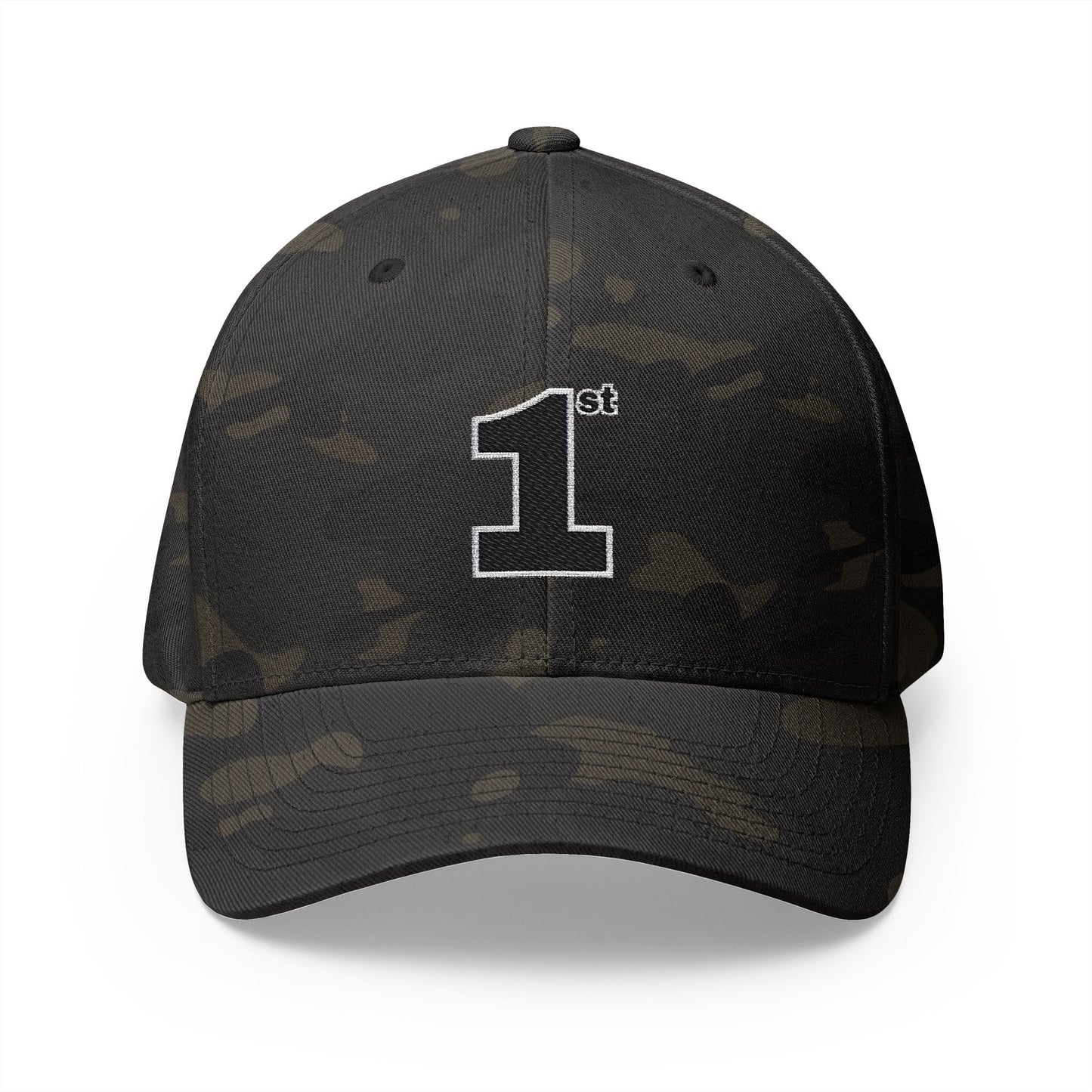 1st Embroidery Closed-Back Cap (black on ASSORTED COLORS)