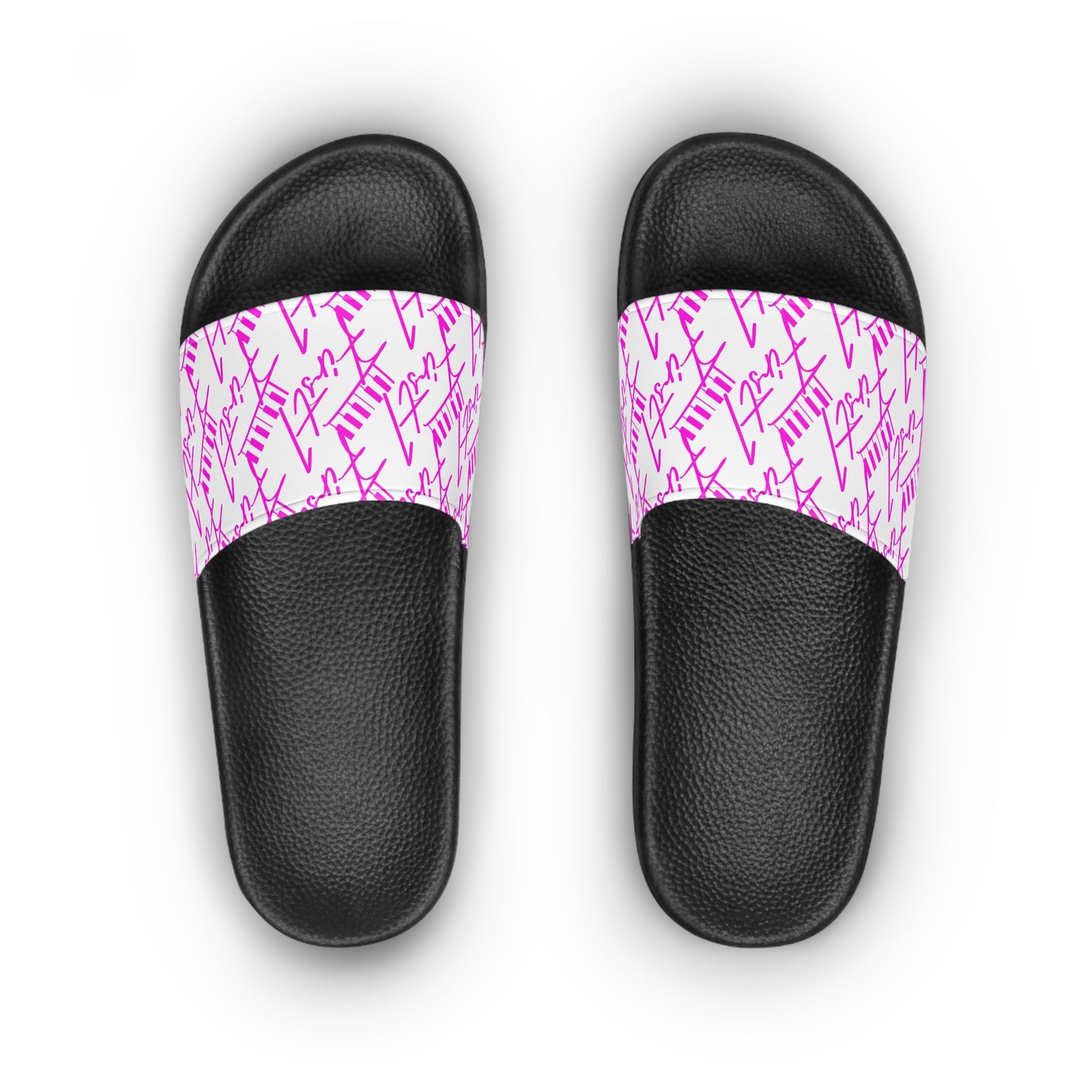 First1 Women's Slides (Hot Pink On White)