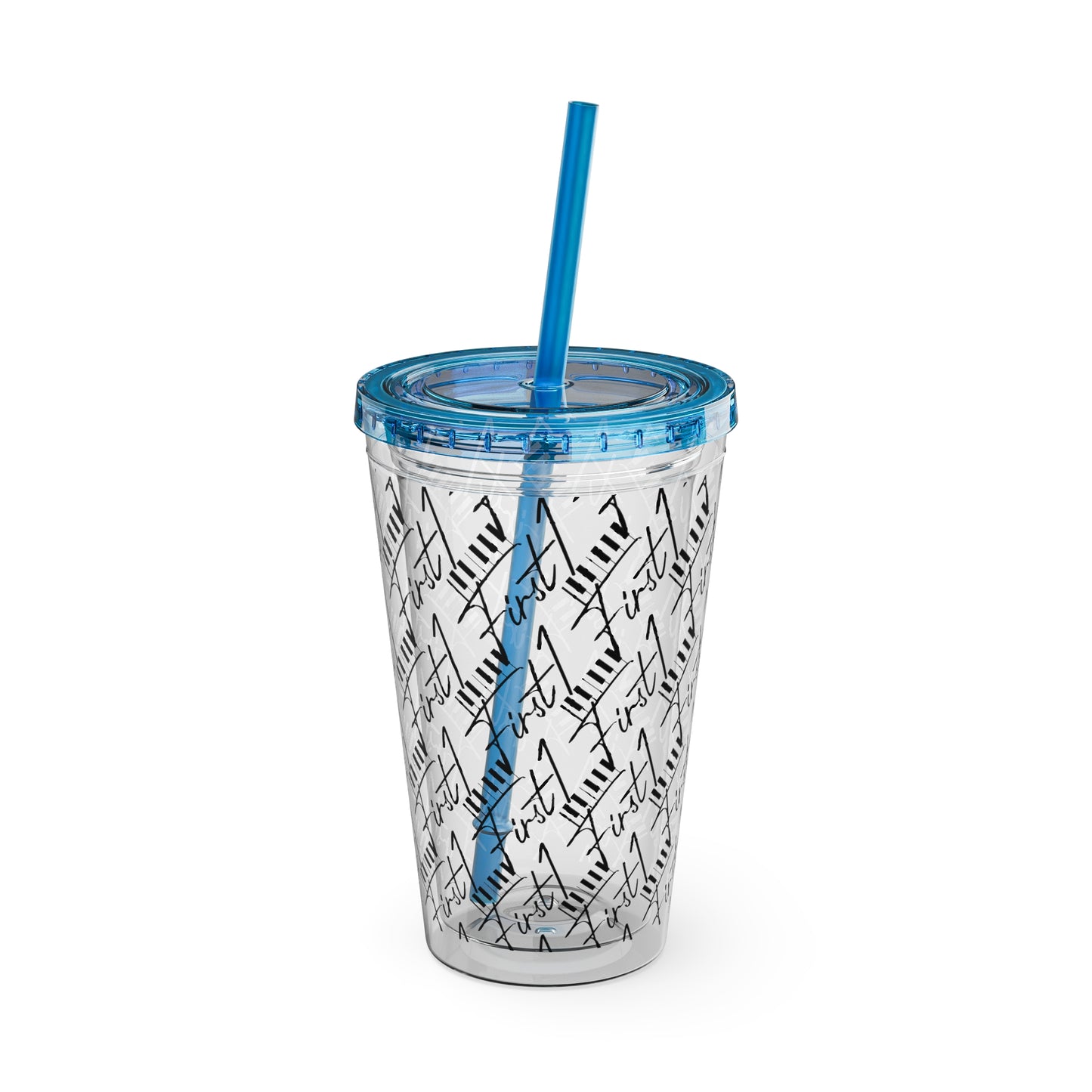 First1 Sunsplash 16oz Tumbler with Straw - Stylish & Reusable Drink Cup