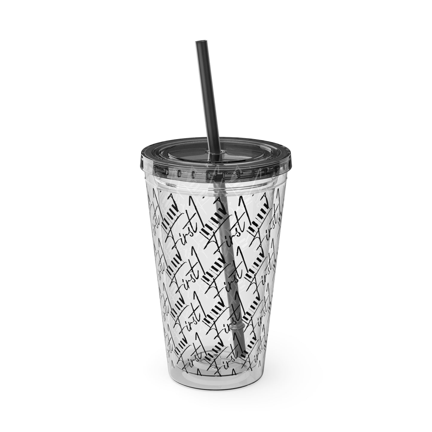 First1 Sunsplash 16oz Tumbler with Straw - Stylish & Reusable Drink Cup