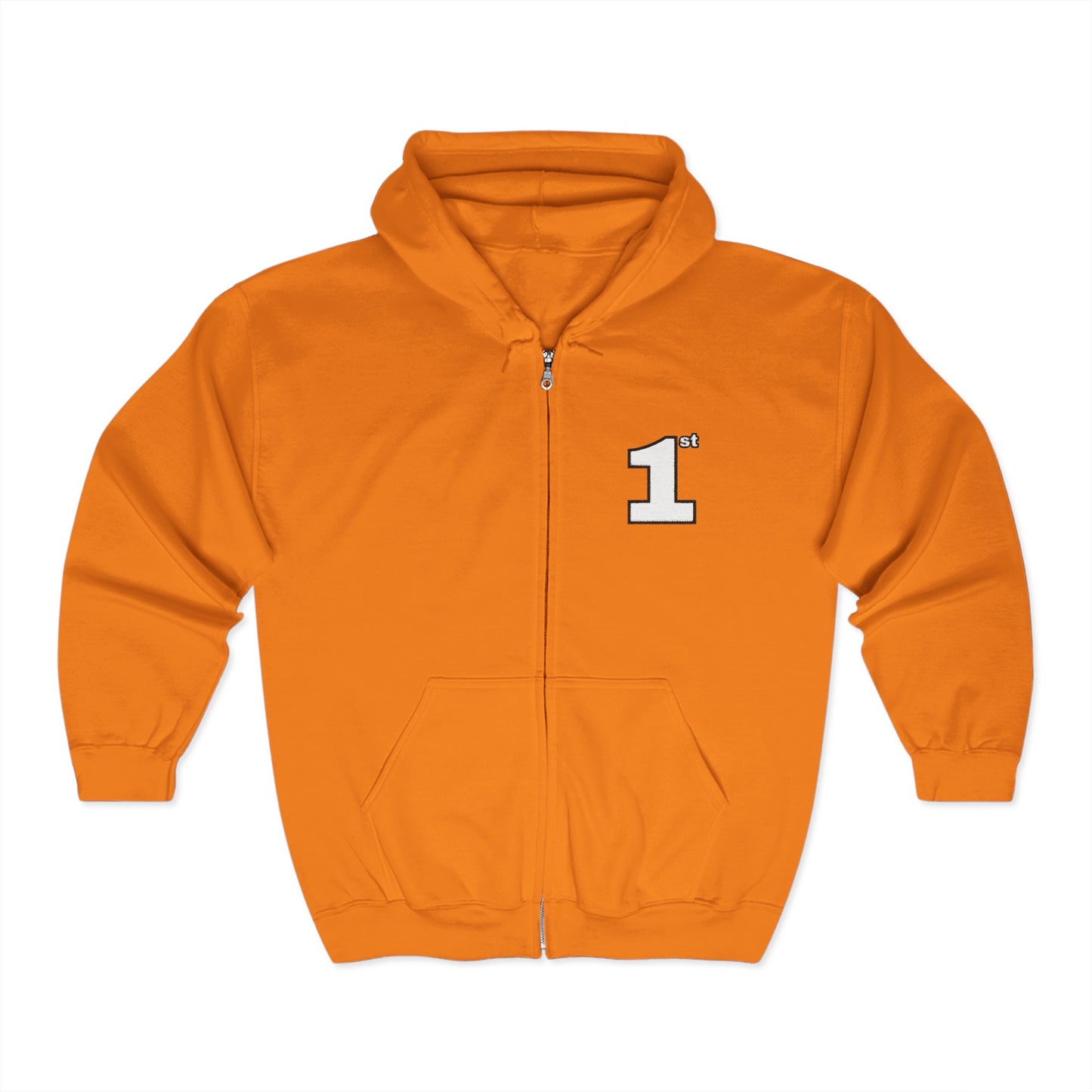1st Embroidered Full Zip Hoodie (white on Assorted Colors)