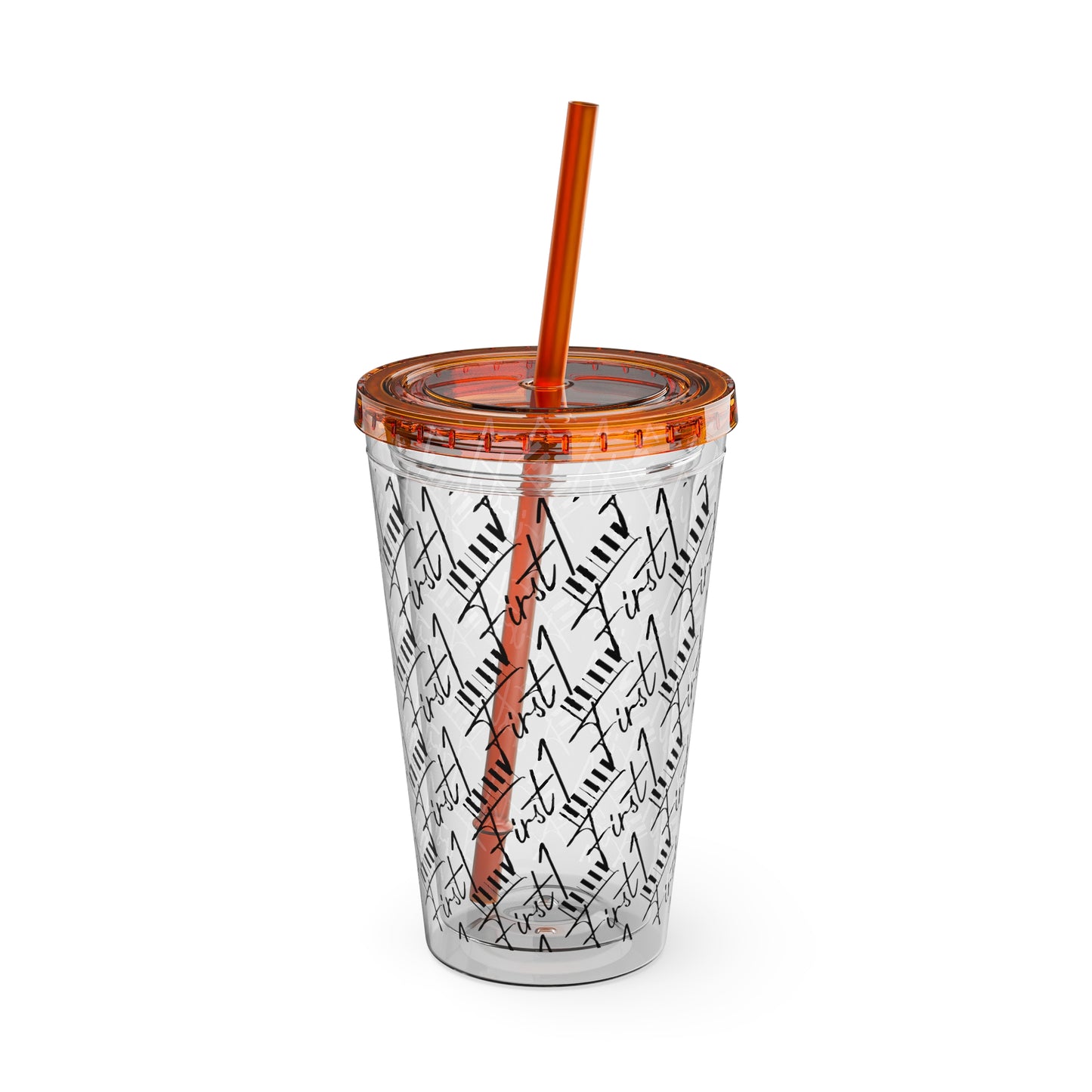 First1 Sunsplash 16oz Tumbler with Straw - Stylish & Reusable Drink Cup