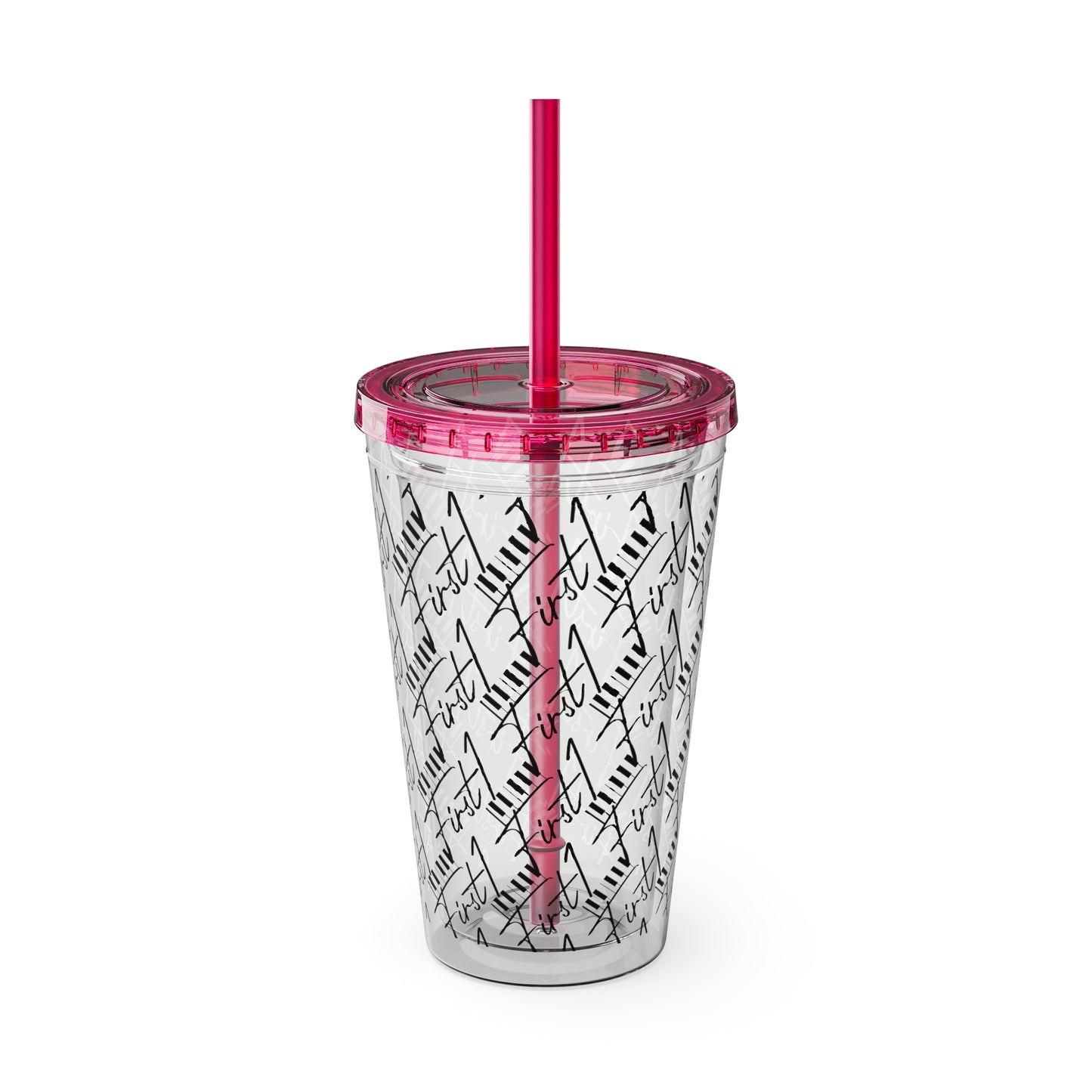 First1 Sunsplash 16oz Tumbler with Straw - Stylish & Reusable Drink Cup