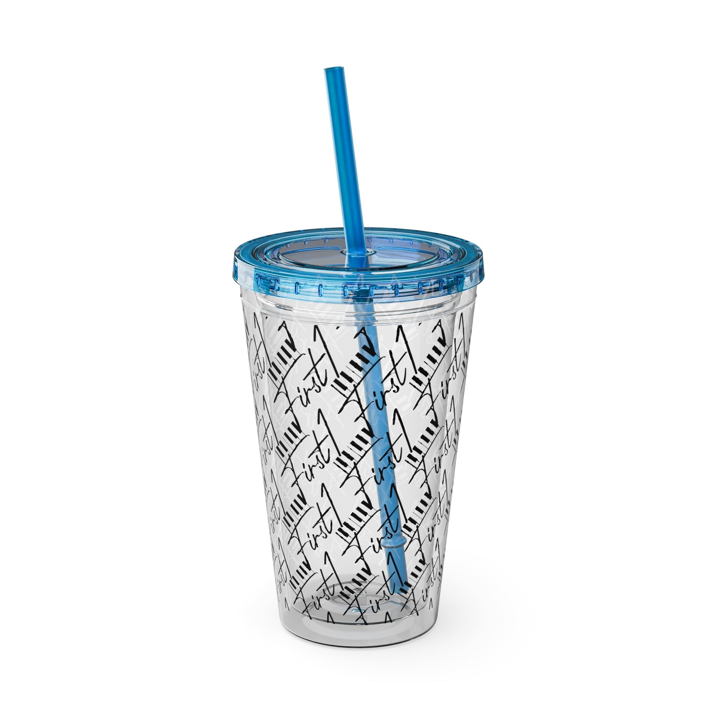 First1 Sunsplash 16oz Tumbler with Straw - Stylish & Reusable Drink Cup