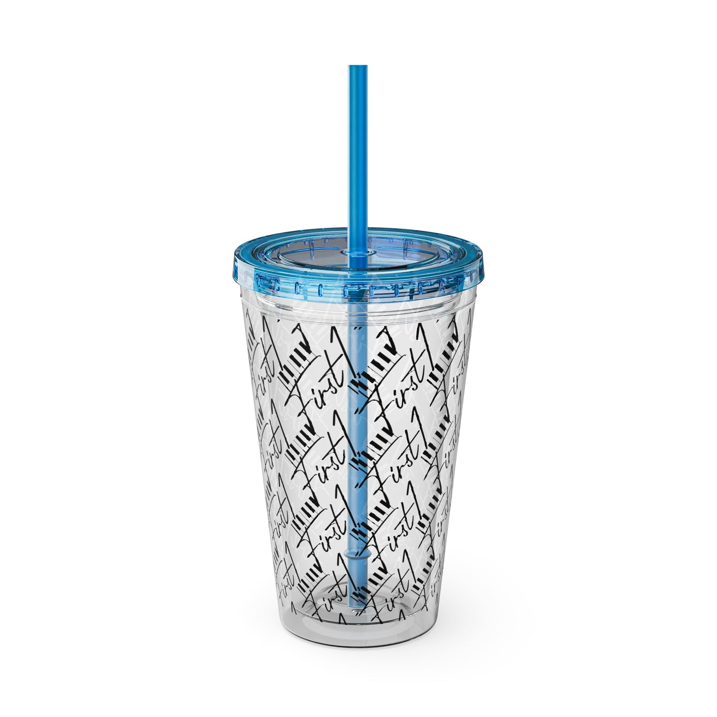 First1 Sunsplash 16oz Tumbler with Straw - Stylish & Reusable Drink Cup