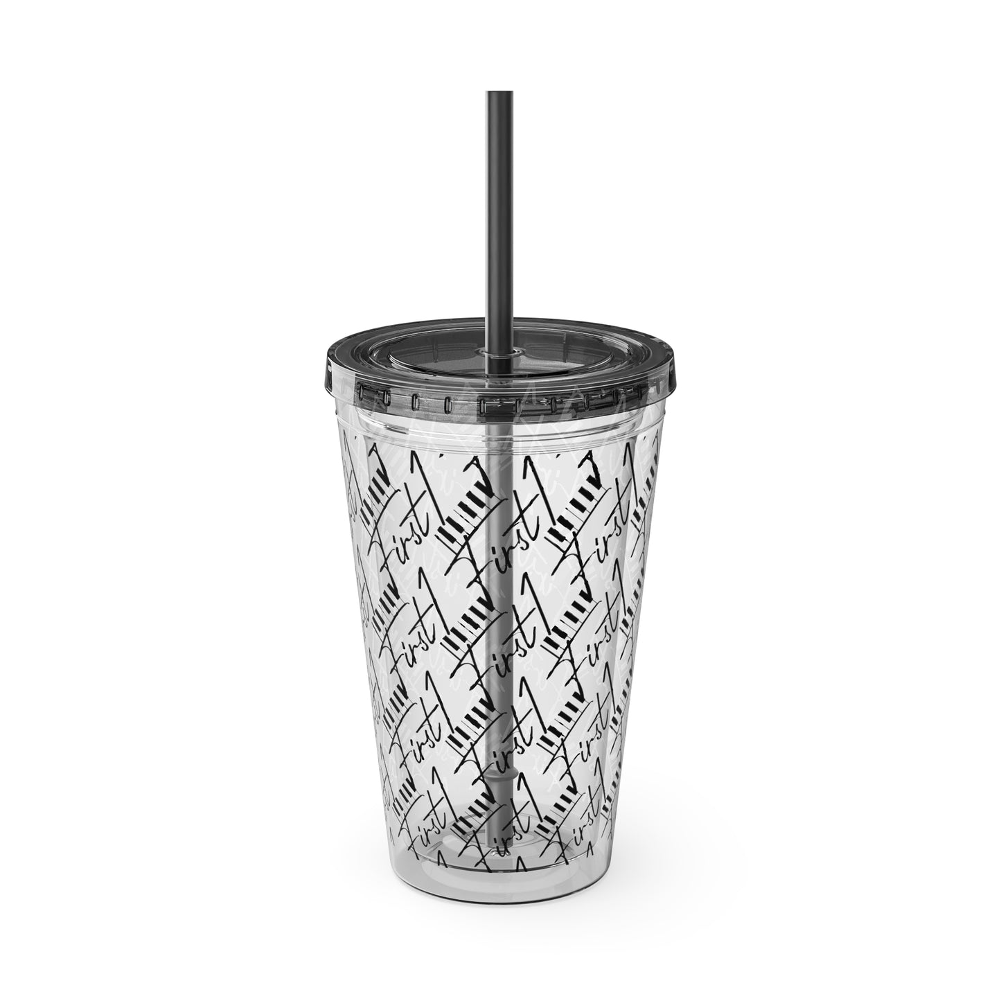 First1 Sunsplash 16oz Tumbler with Straw - Stylish & Reusable Drink Cup