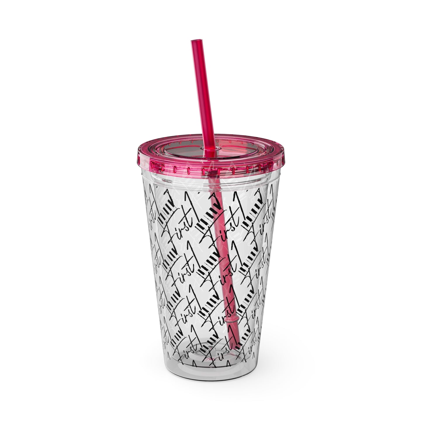 First1 Sunsplash 16oz Tumbler with Straw - Stylish & Reusable Drink Cup