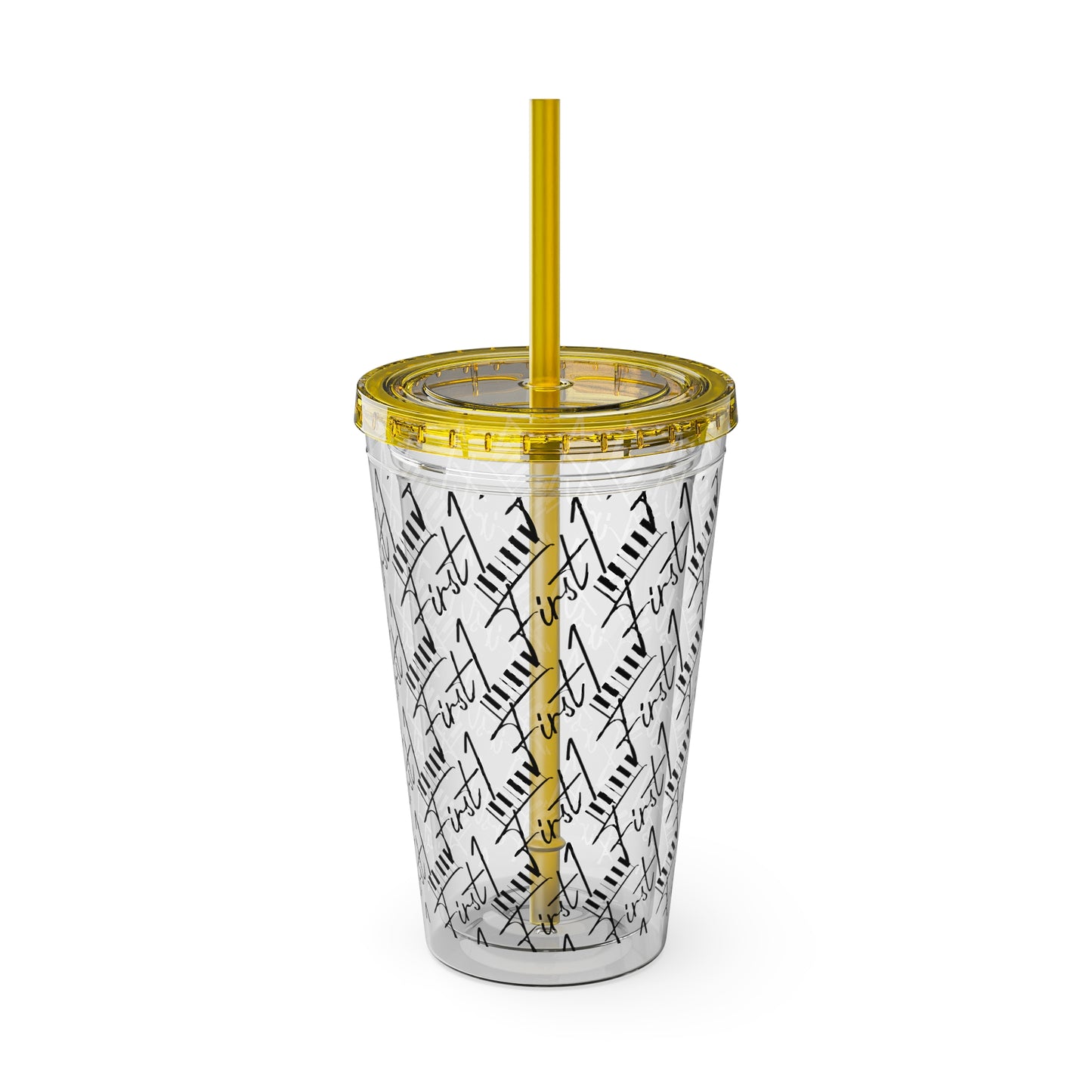 First1 Sunsplash 16oz Tumbler with Straw - Stylish & Reusable Drink Cup