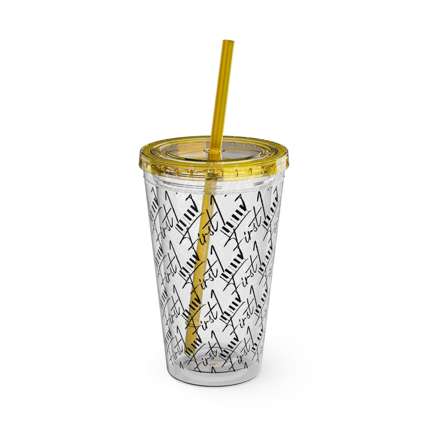 First1 Sunsplash 16oz Tumbler with Straw - Stylish & Reusable Drink Cup