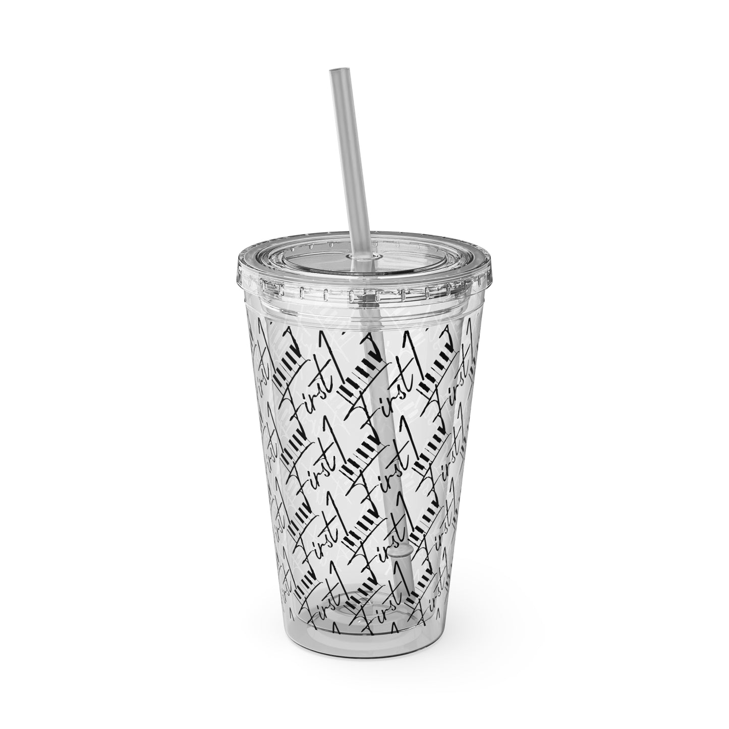 First1 Sunsplash 16oz Tumbler with Straw - Stylish & Reusable Drink Cup