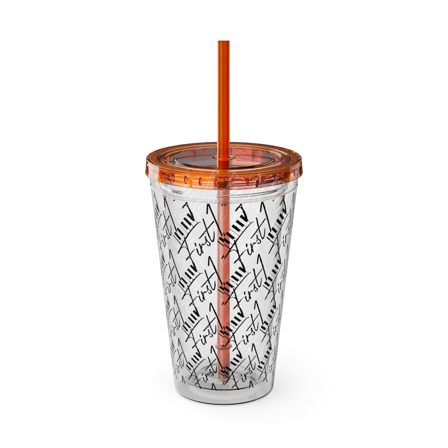 First1 Sunsplash 16oz Tumbler with Straw - Stylish & Reusable Drink Cup