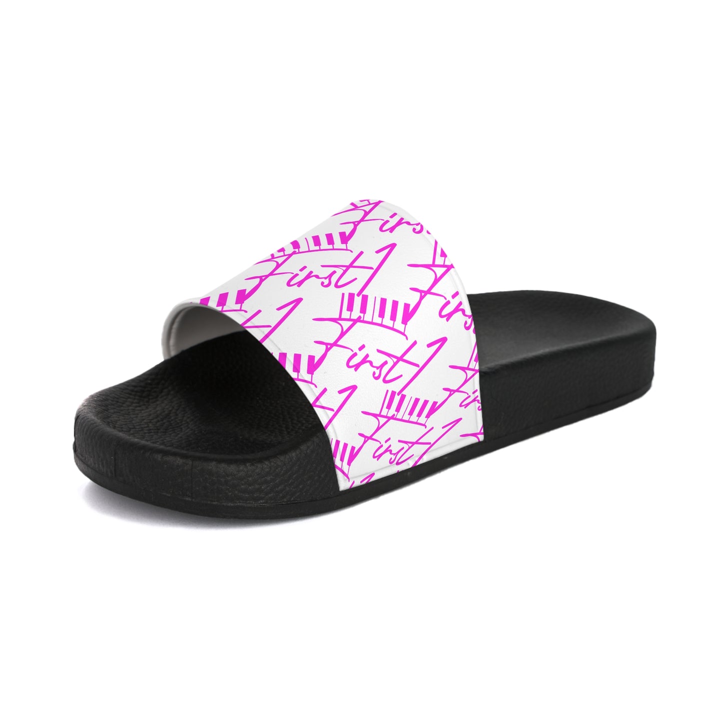 First1 Women's Slides (Hot Pink On White)