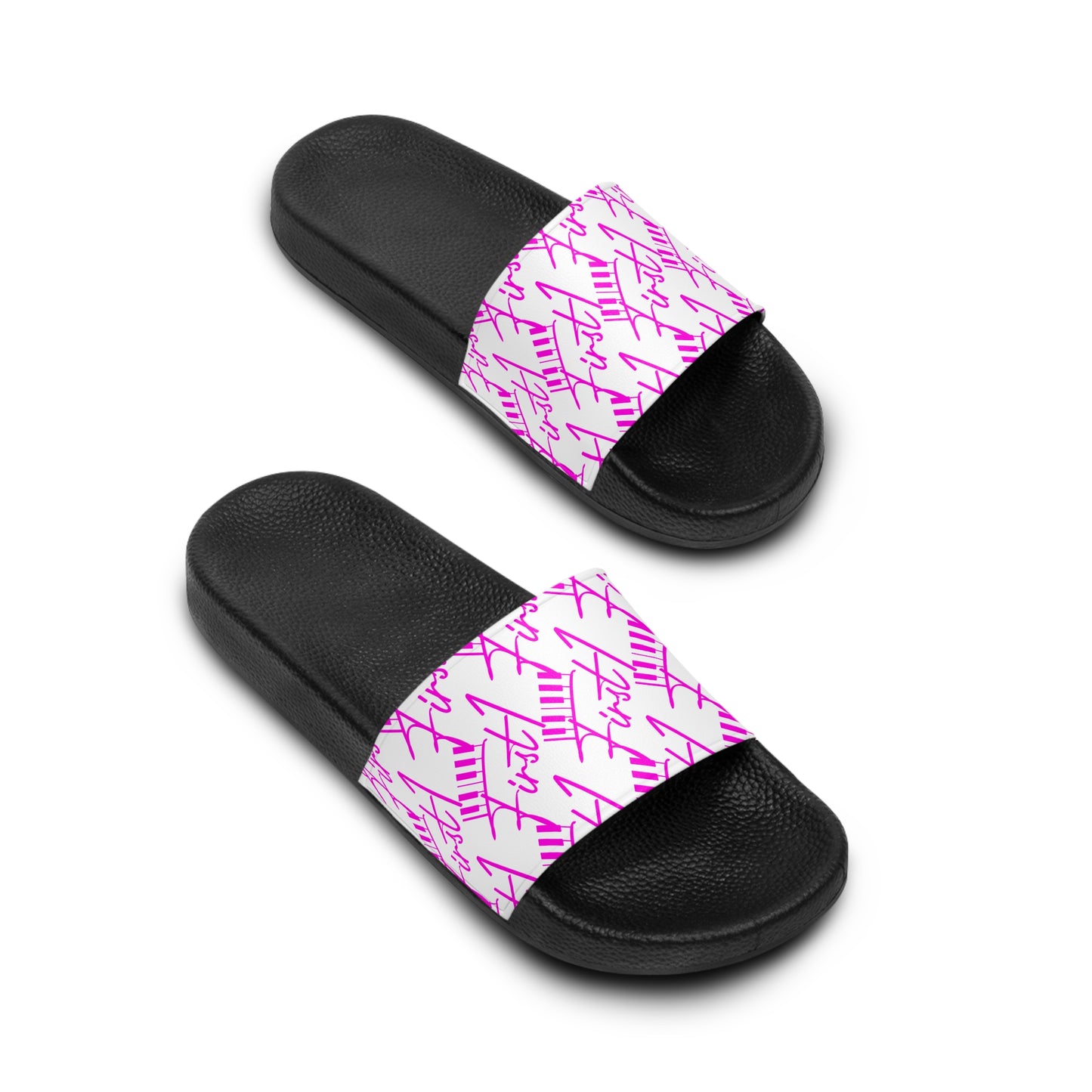 First1 Women's Slides (Hot Pink On White)