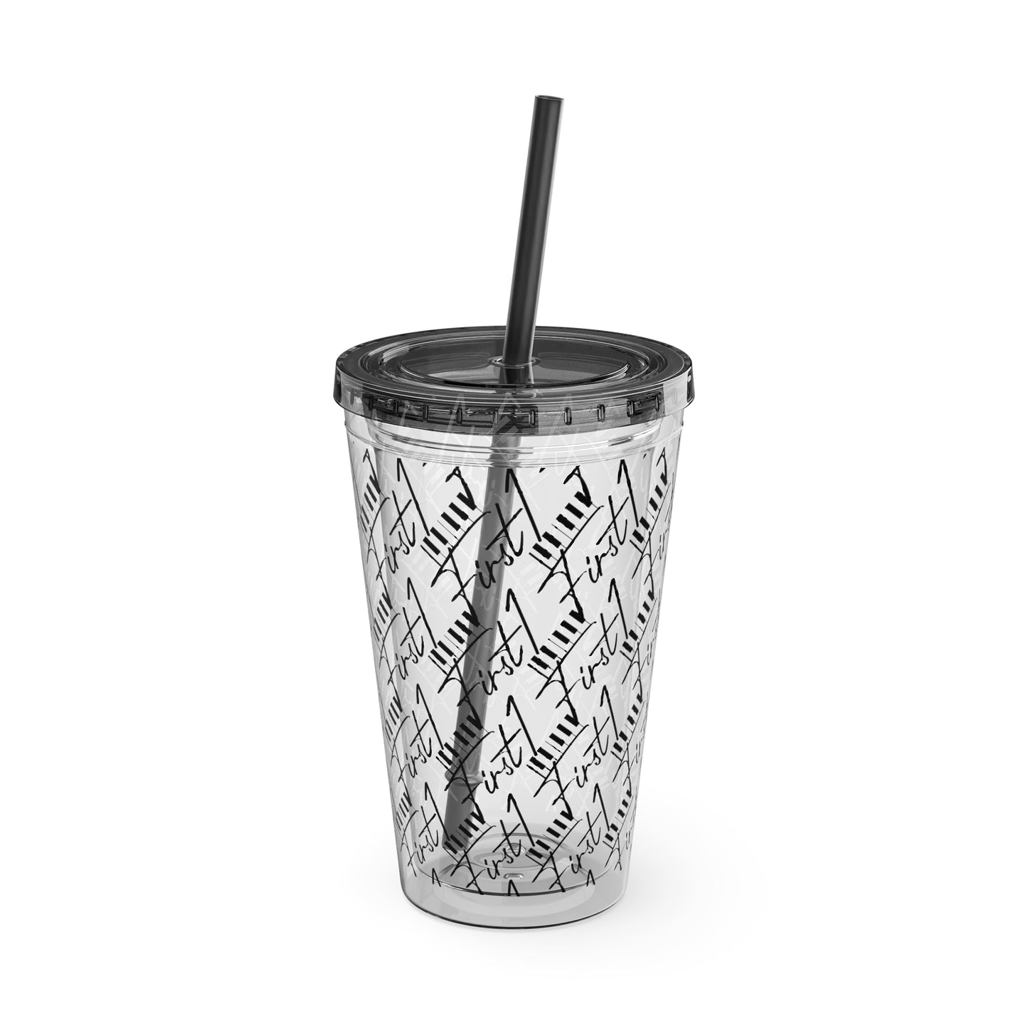 First1 Sunsplash 16oz Tumbler with Straw - Stylish & Reusable Drink Cup