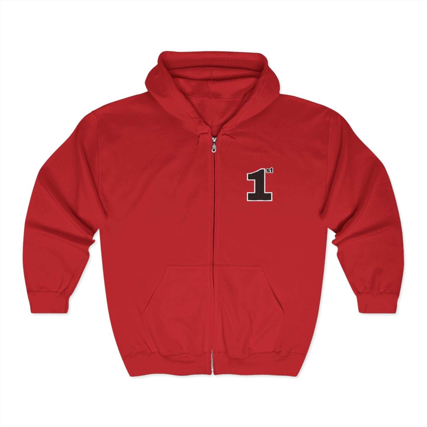 1st Embroidered Full Zip Hoodie (black on Assorted Colors)