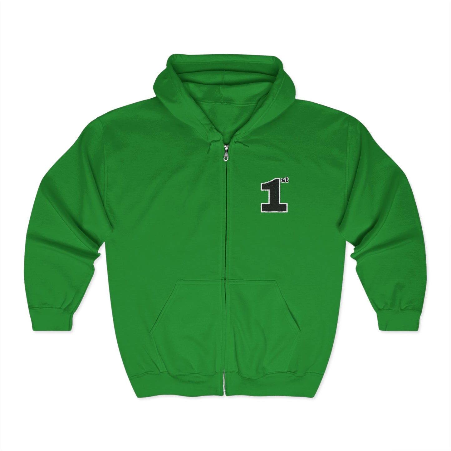 1st Embroidered Full Zip Hoodie (black on Assorted Colors)
