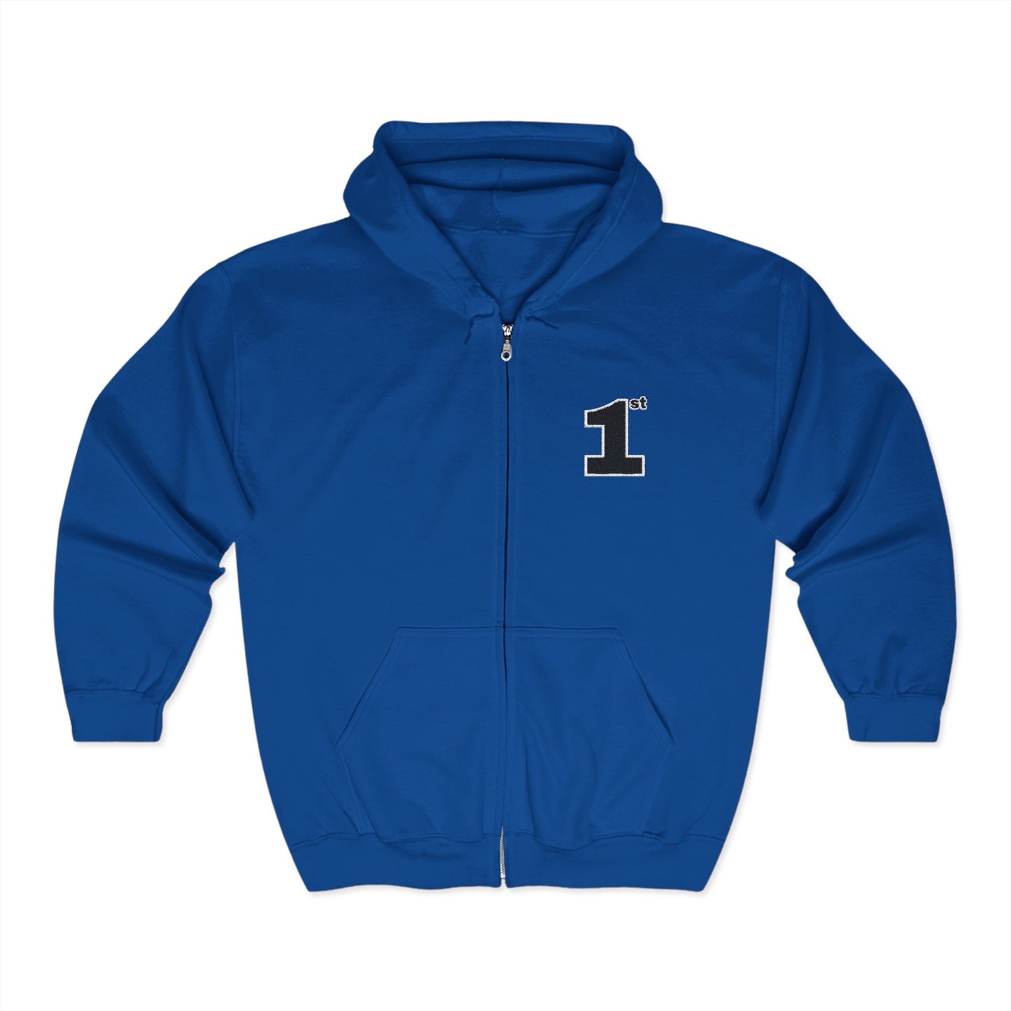 1st Embroidered Full Zip Hoodie (black on Assorted Colors)