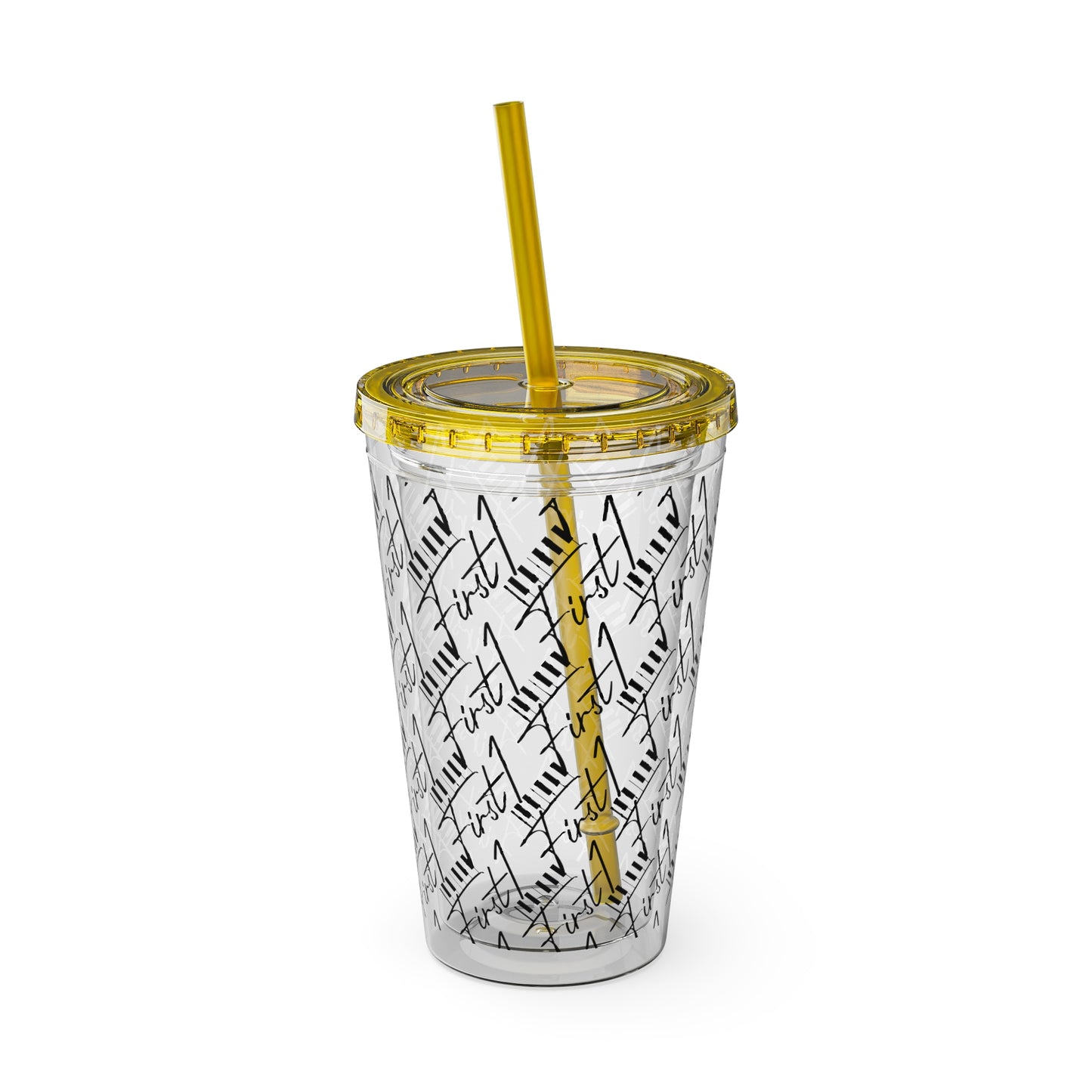 First1 Sunsplash 16oz Tumbler with Straw - Stylish & Reusable Drink Cup