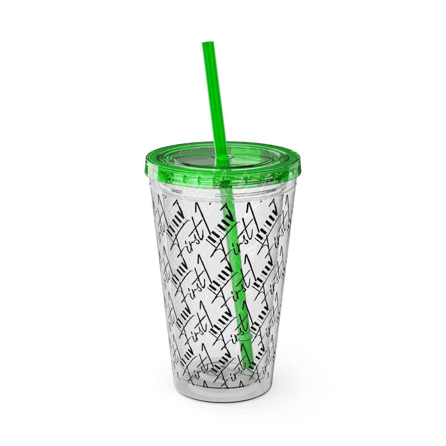 First1 Sunsplash 16oz Tumbler with Straw - Stylish & Reusable Drink Cup