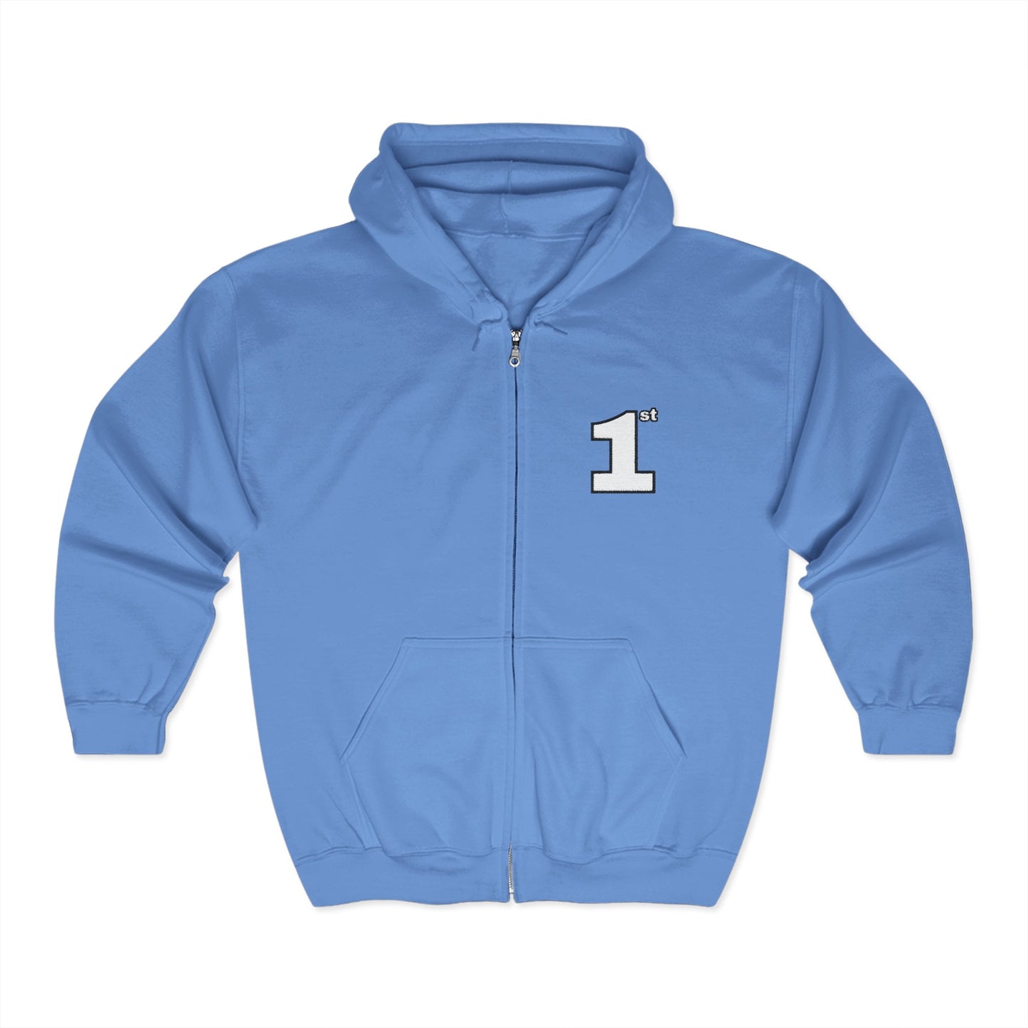 1st Embroidered Full Zip Hoodie (white on Assorted Colors)