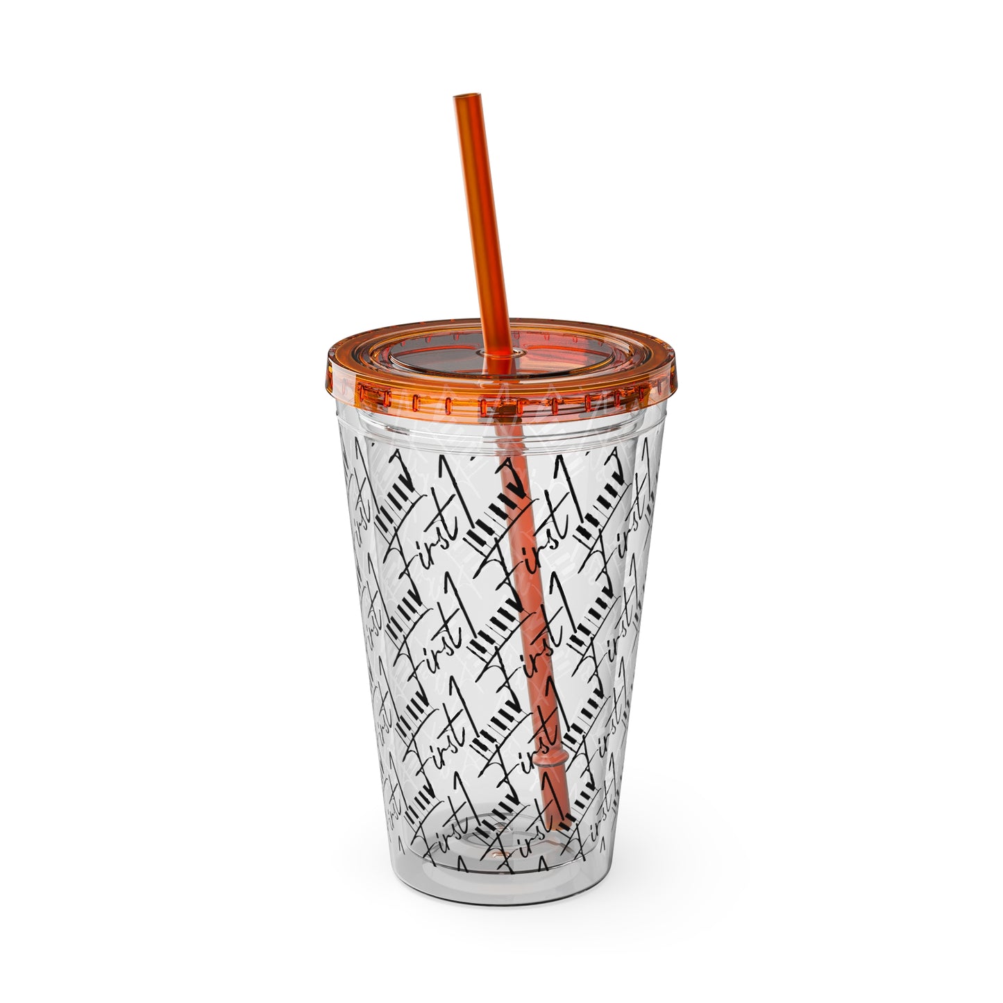 First1 Sunsplash 16oz Tumbler with Straw - Stylish & Reusable Drink Cup